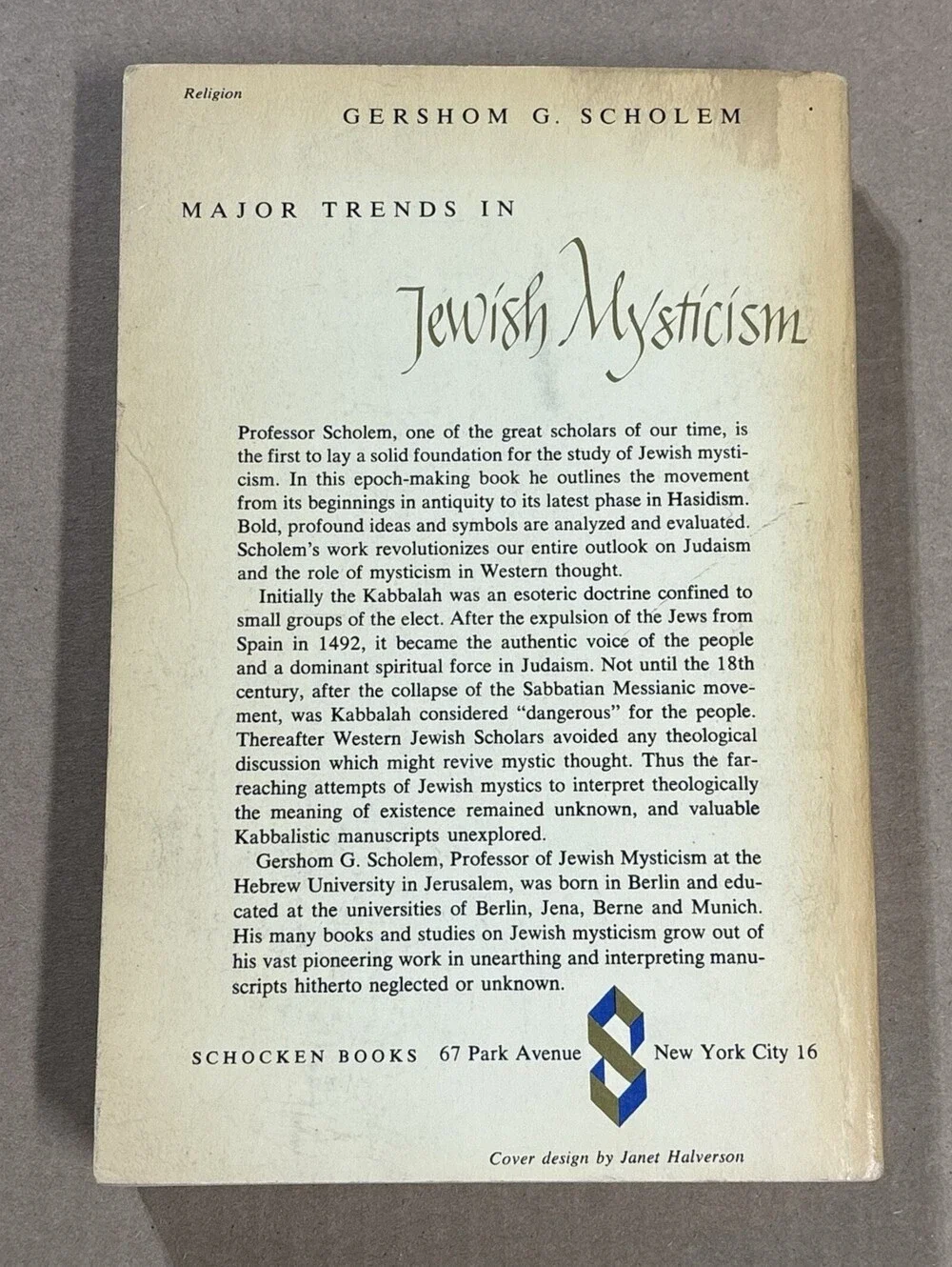 Major Trends in Jewish Mysticism Gershom G Scholem PB 1965 Second Printing